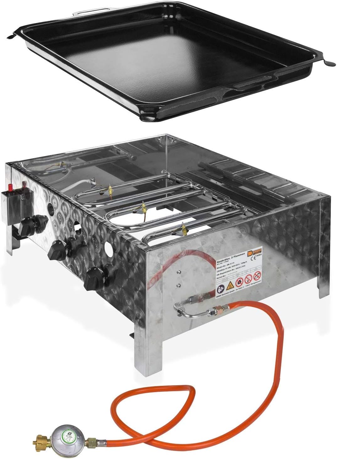 DEMA Gasbräter mit 3 Flammen – Leistungsstarker Gastrobräter für Grill & Outdoor-Küche – Ideal für Camping & Events