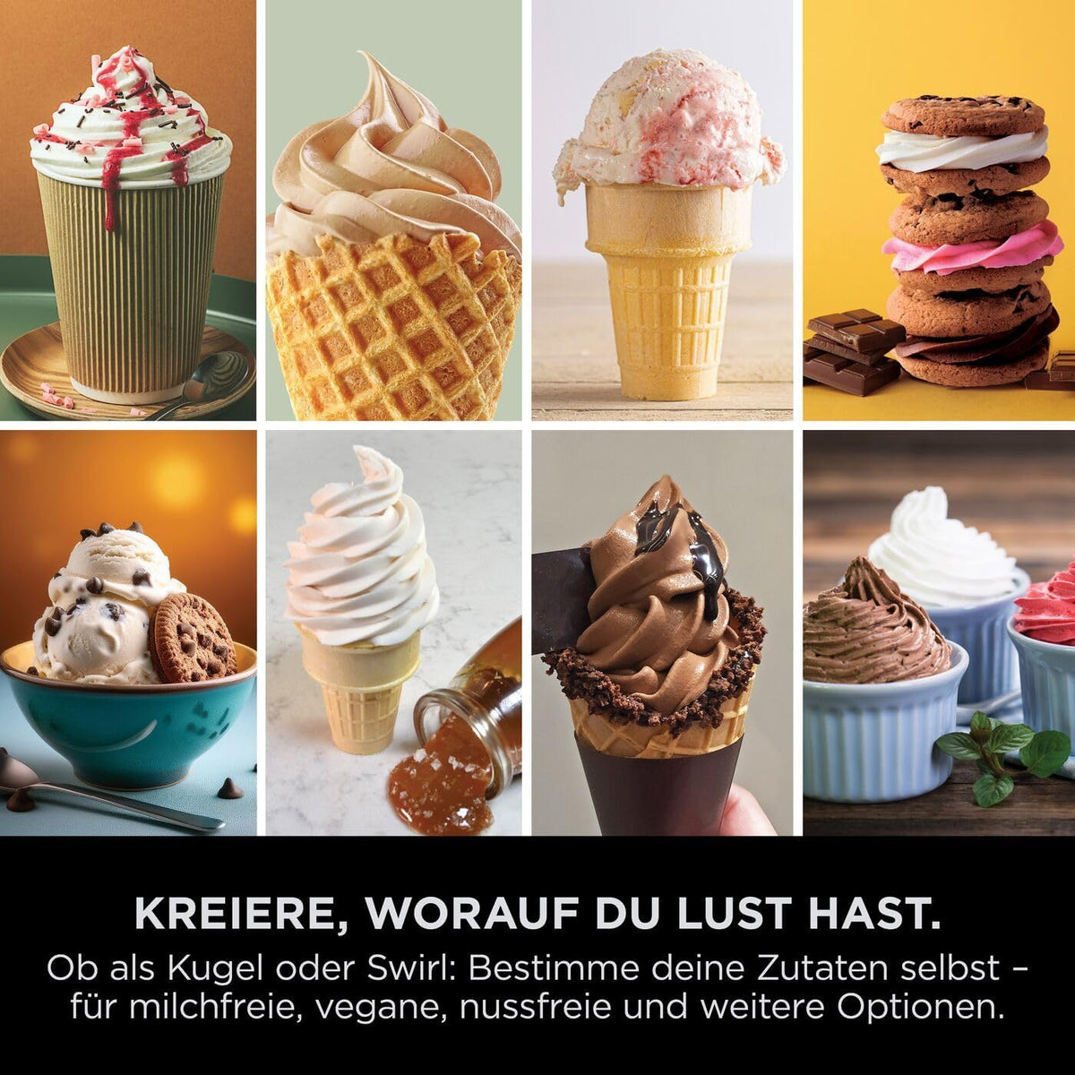 Ninja CREAMi Scoop & Swirl Eismaschine mit 2 Behältern, 13 Funktionen, für Eiscreme, Softeis, Gelato, Sorbet, Milchshakes und mehr, mit Mix-In-Funktion, Stone Gold NC701EUSTGD