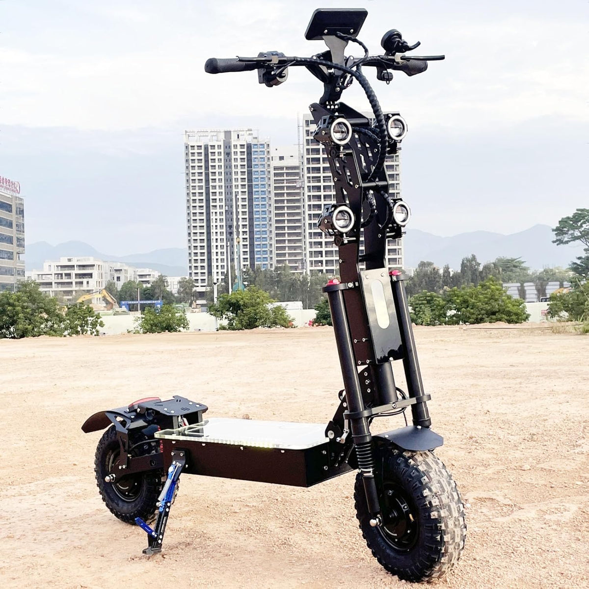 HWWH Patinete Electrico Potente Plegable Scooter Eléctrico Todoterreno Adultos 13 Pulgadas 3 Velocidades Dual Drive Batería de Litio de 72V / 50Ah Duración Máxima de la Batería 120 km