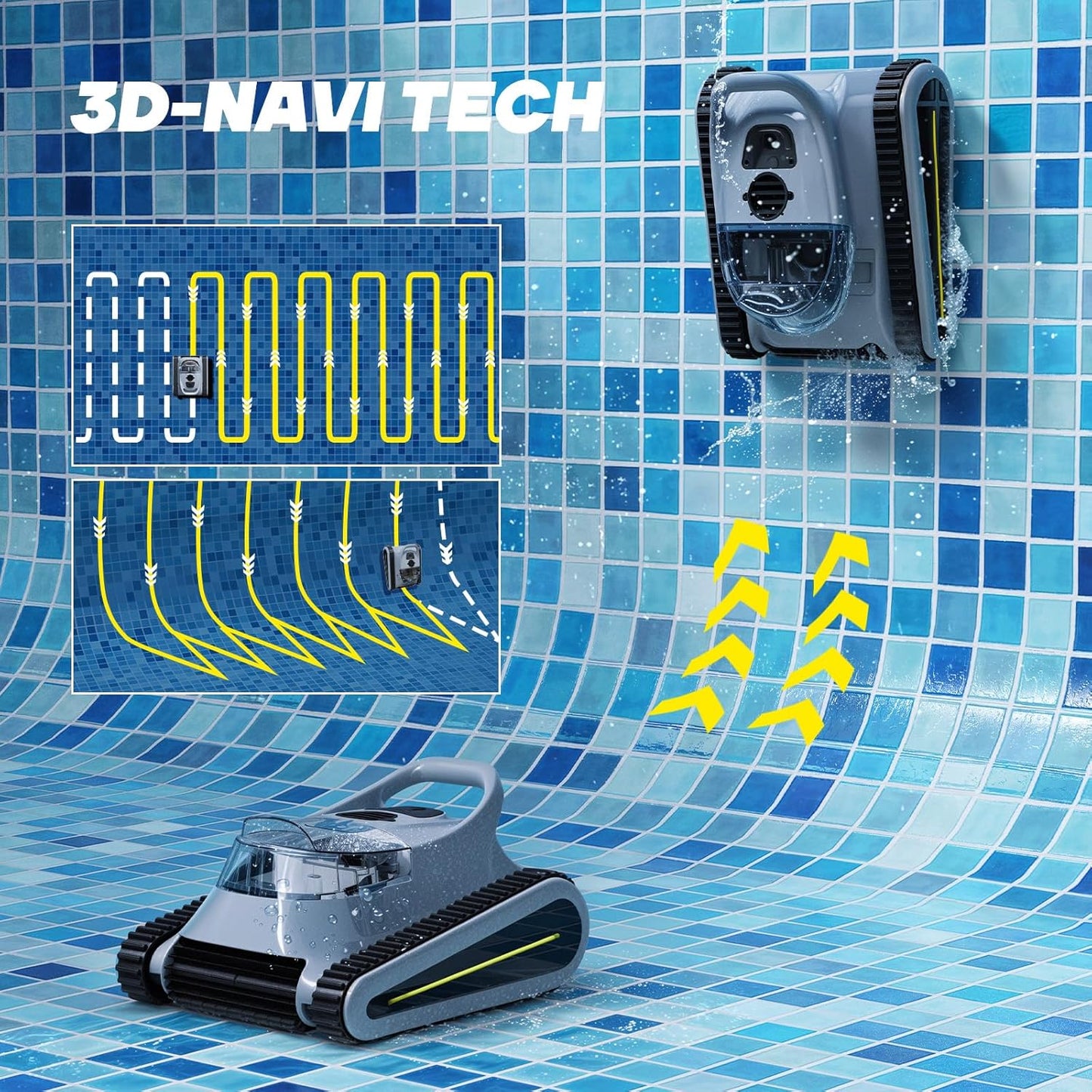 Crab Kabelloser Roboter-Poolsauger, Wandklettern, automatischer Poolreiniger, geeignet für Wände und Böden von 150 m² großen Pools