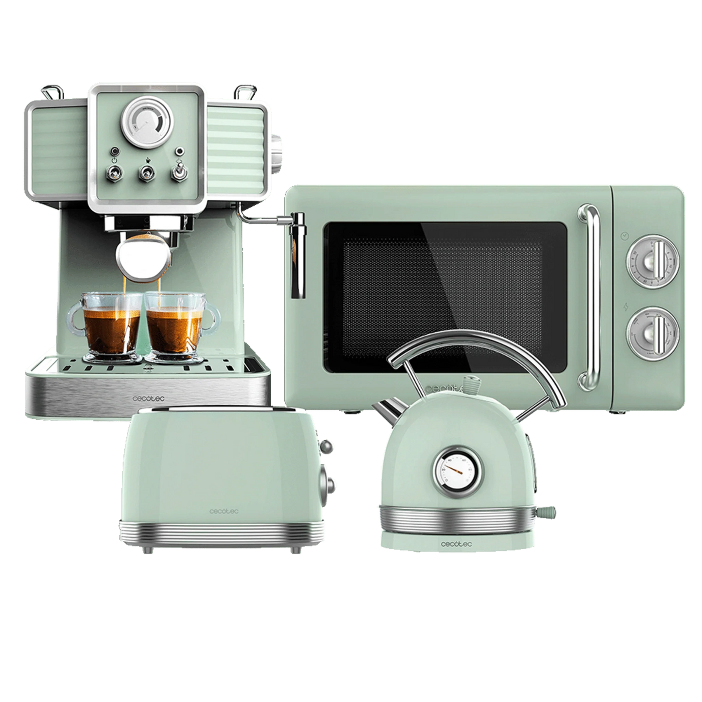 ProClean 3110 Retro Green + Vintage 800 Light Green + Thermosense 420 Vintage Light Green + Power Espresso 20 Tradizionale Light Green