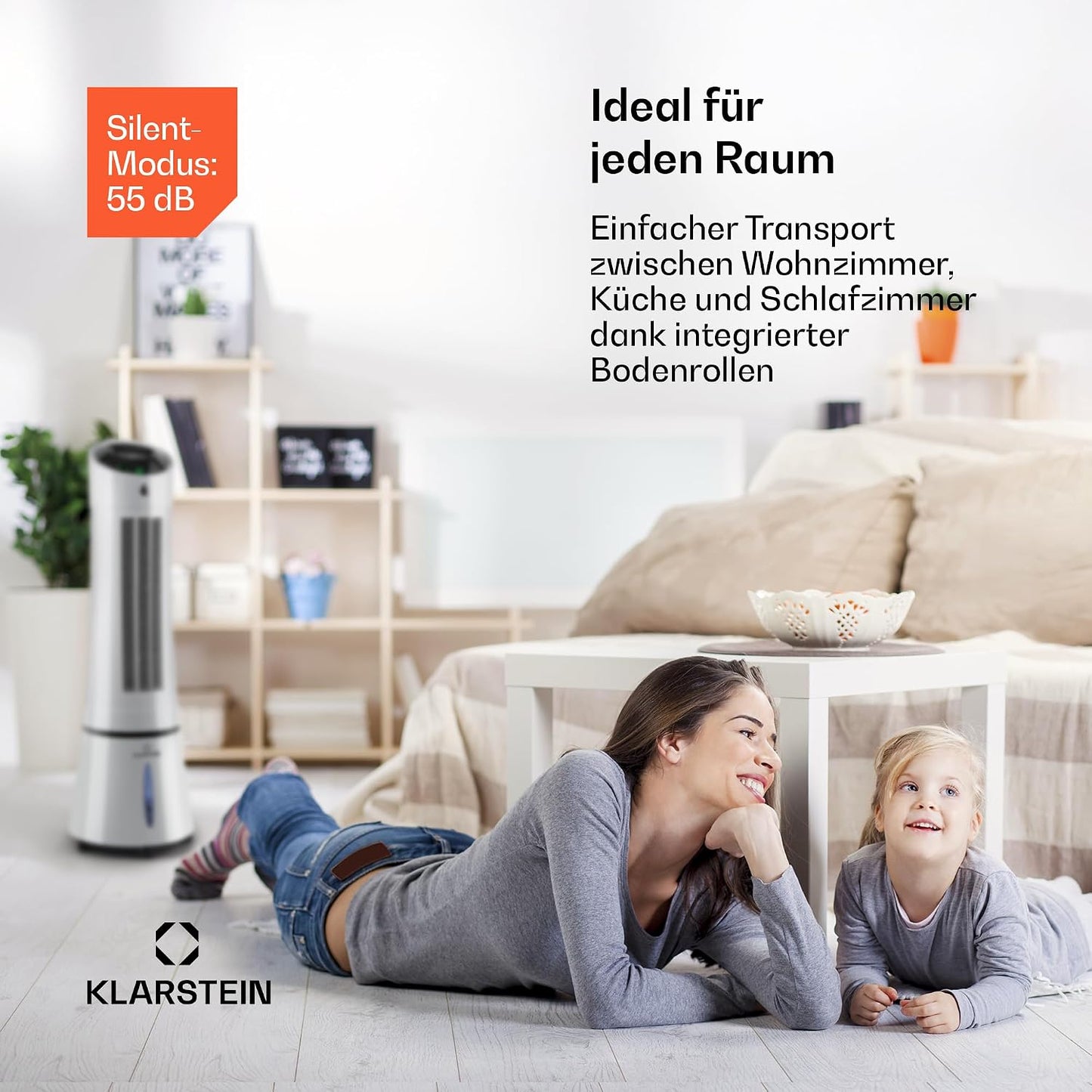 Klarstein 4-in-1: Smart Luftkühler, Ventilator, Luftbefeuchter & Ionisation I 6 L Wassertank, Oszillation, 30 W, 210 m³/h, Timer I Klimagerät ohne Abluftschlauch, Mobiles Klimagerät, Silber